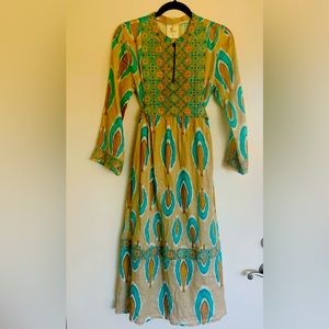 Nimo handmade embroidered midi dress. Size small. New condition